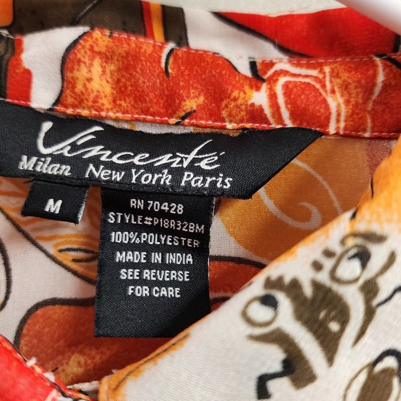 Vincente Milan Sheer Cardigan‎ M Multicolor Swirl Print Lightweight Pre-Owned - Picture 4 of 6